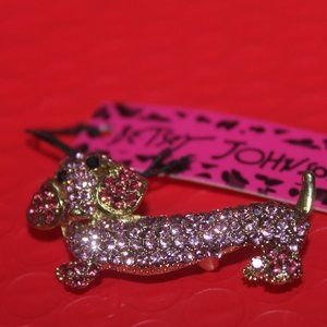 Nwt: Pink Crystal Dachshund Brooch